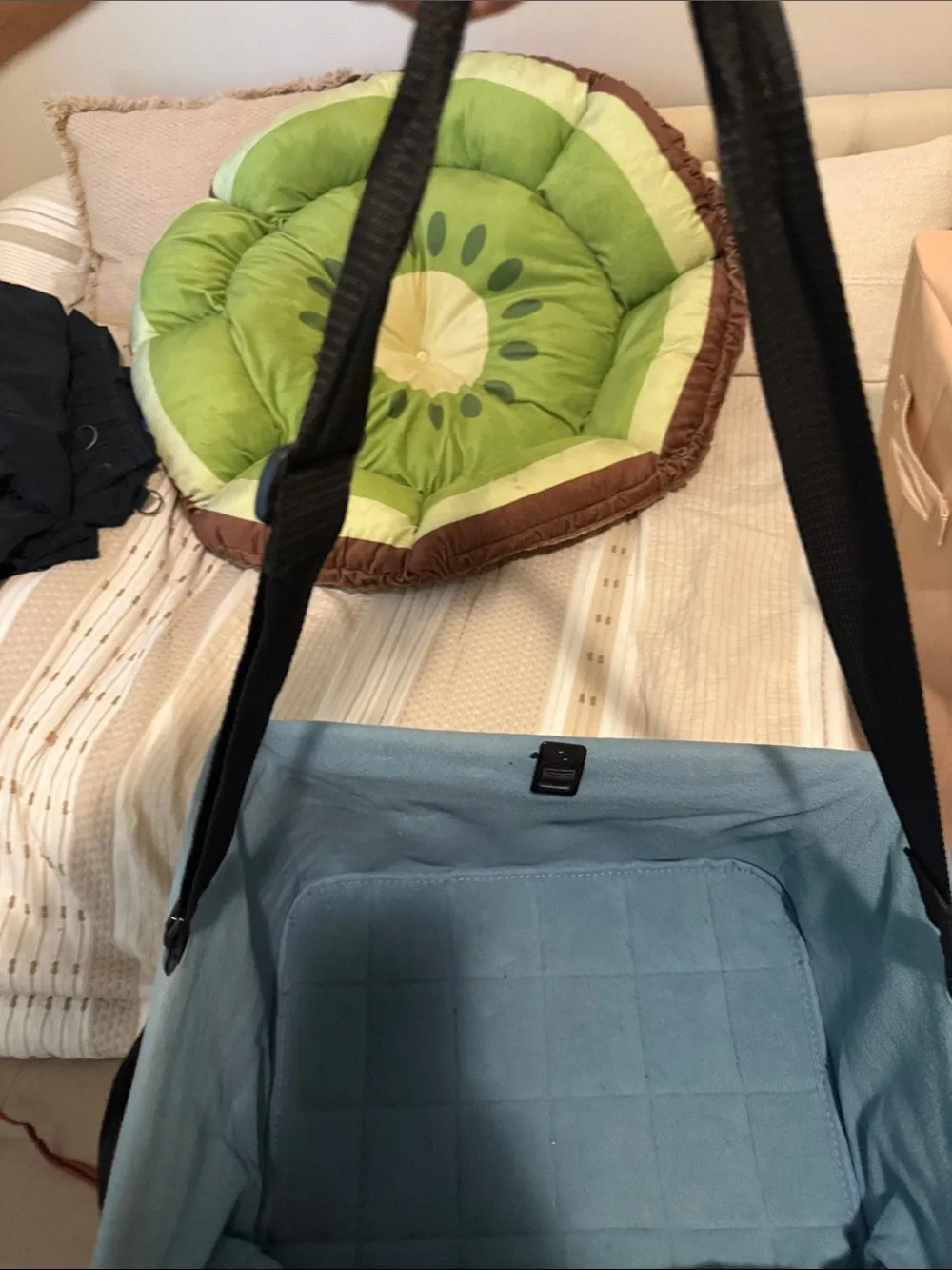Kurgo Black Beige and Blue Pet Travel Seat